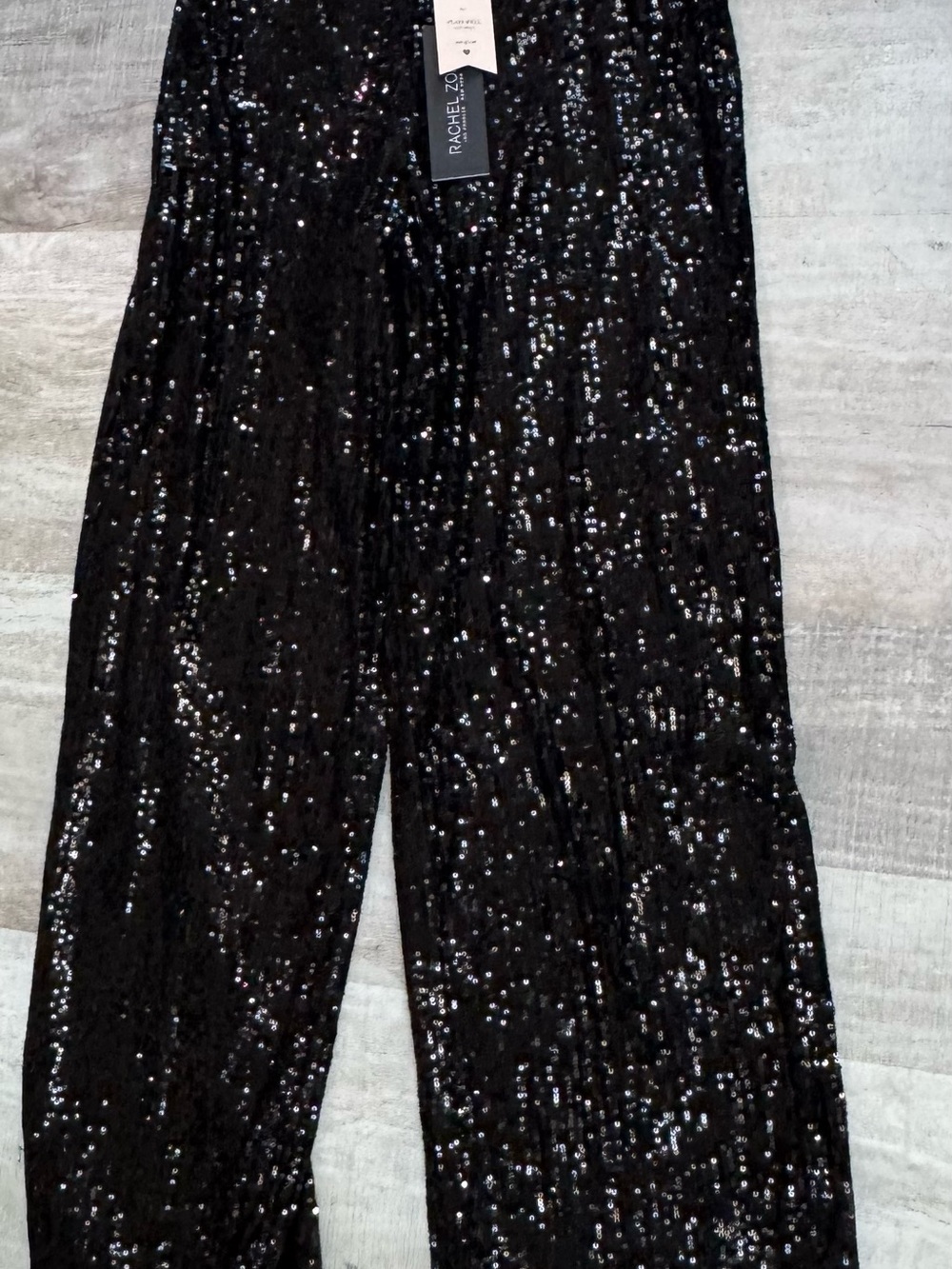Rachel Zoe Black Sequin Wide-Leg Trousers